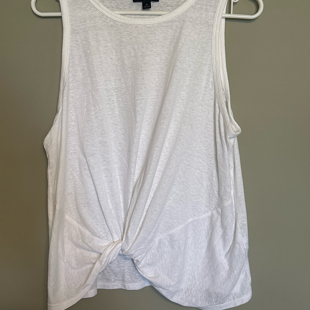 J. Crew White Twist-Knot Sleeveless Tank